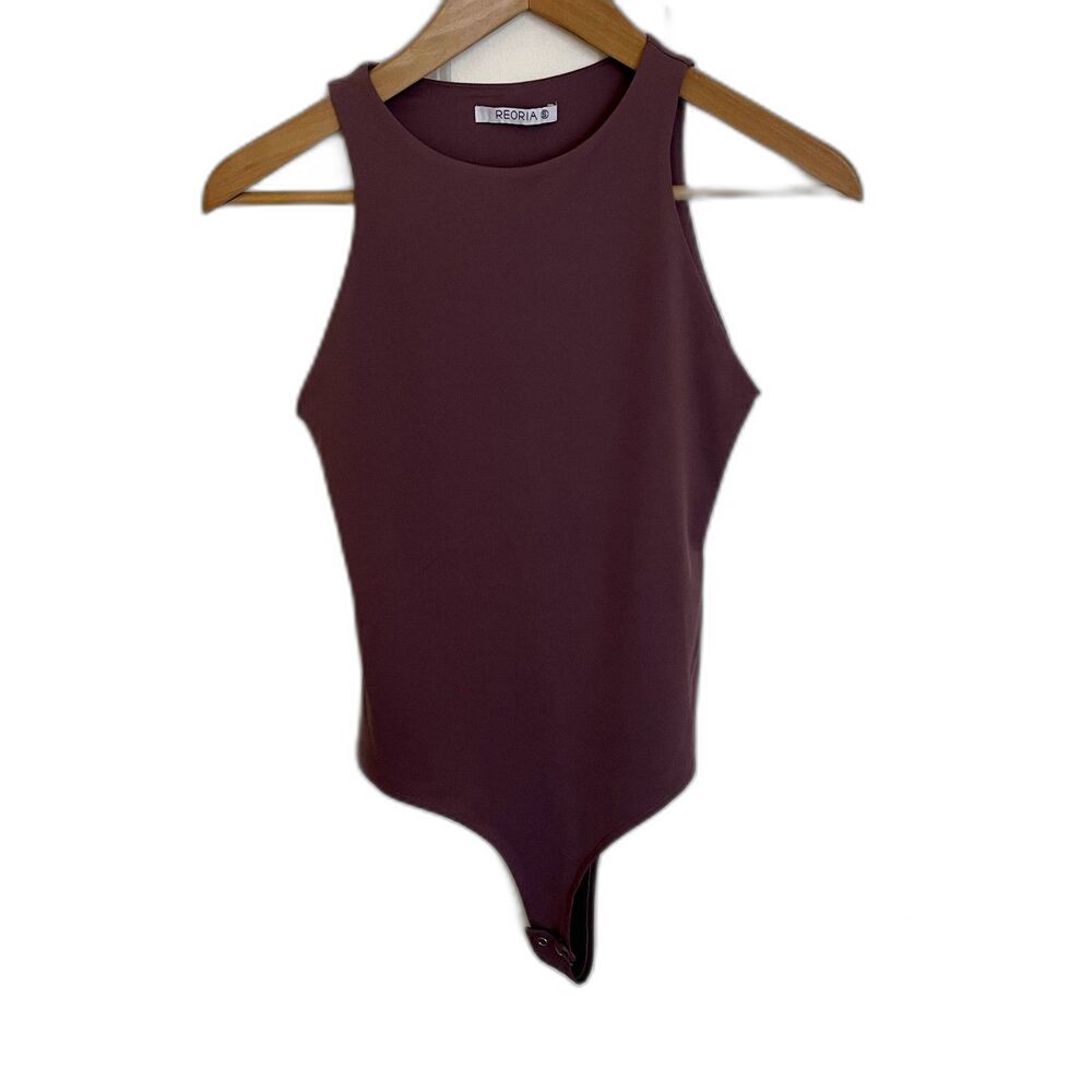 Reoria Bodysuit Tank Top Sleeveless Purple Plum Small